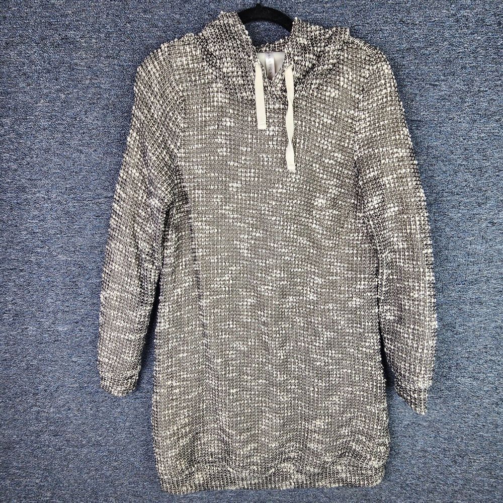 Fabletics Yukon Hooded‎ Lined Textured Sweater Dress Black And White Size Large